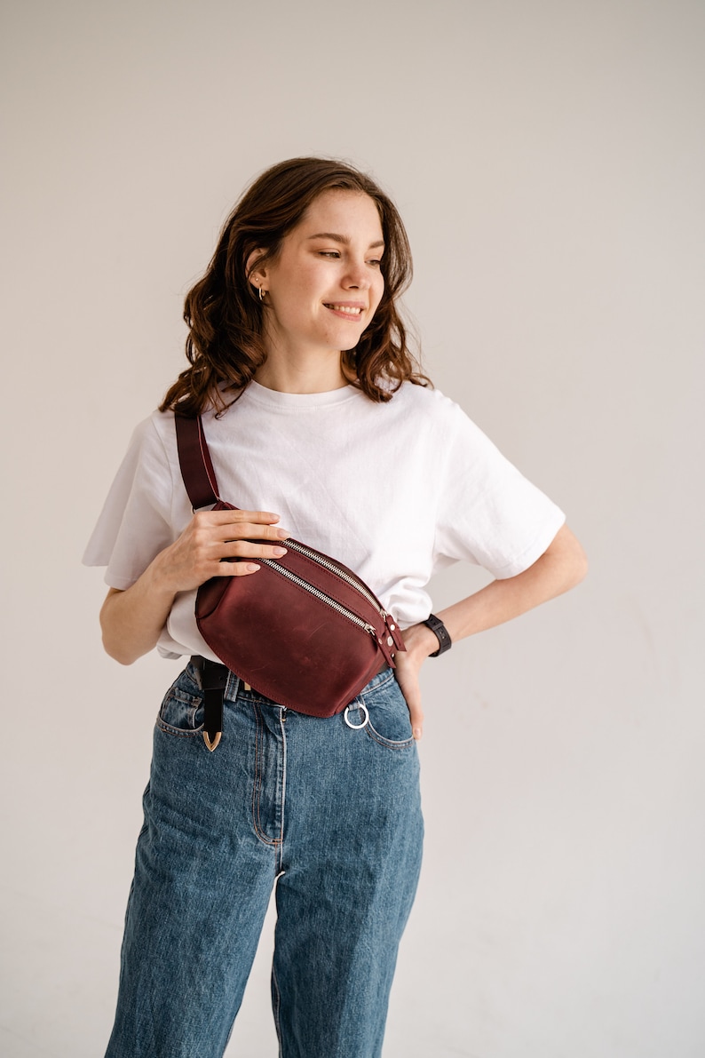 Hip bag, leather belt bag, leather hip bag, belt bag waist bag bum bag fanny bag leather Crossbody pouch image 8