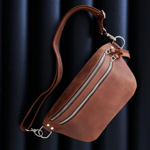 Personalisierte Leder Fanny Pack für Männer, Leder Hüfttasche, Leder Gürteltasche, Leder Crossbody Bag für Männer, braune Fanny Pack, Bauchtasche