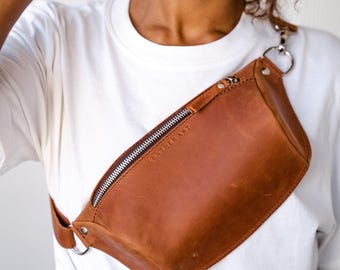 Leather Fanny Pack – Handmade Genuine Leather Waist Bag for Men & Women | Crossbody Belt Bag for Travel and Festivals