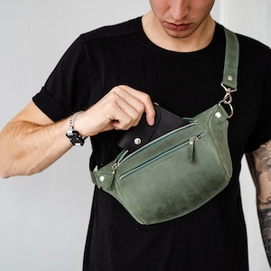 Hip bag, leather belt bag, leather hip bag, belt bag waist bag bum bag fanny bag leather Crossbody pouch image 7