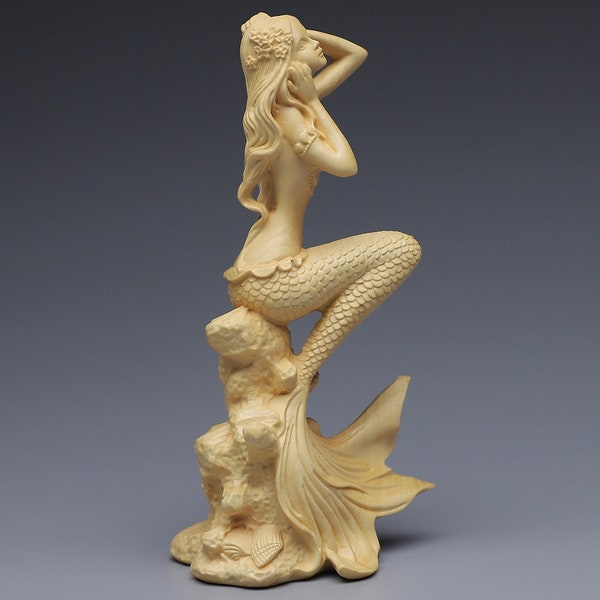 Mermaid Statue Wooden Craft