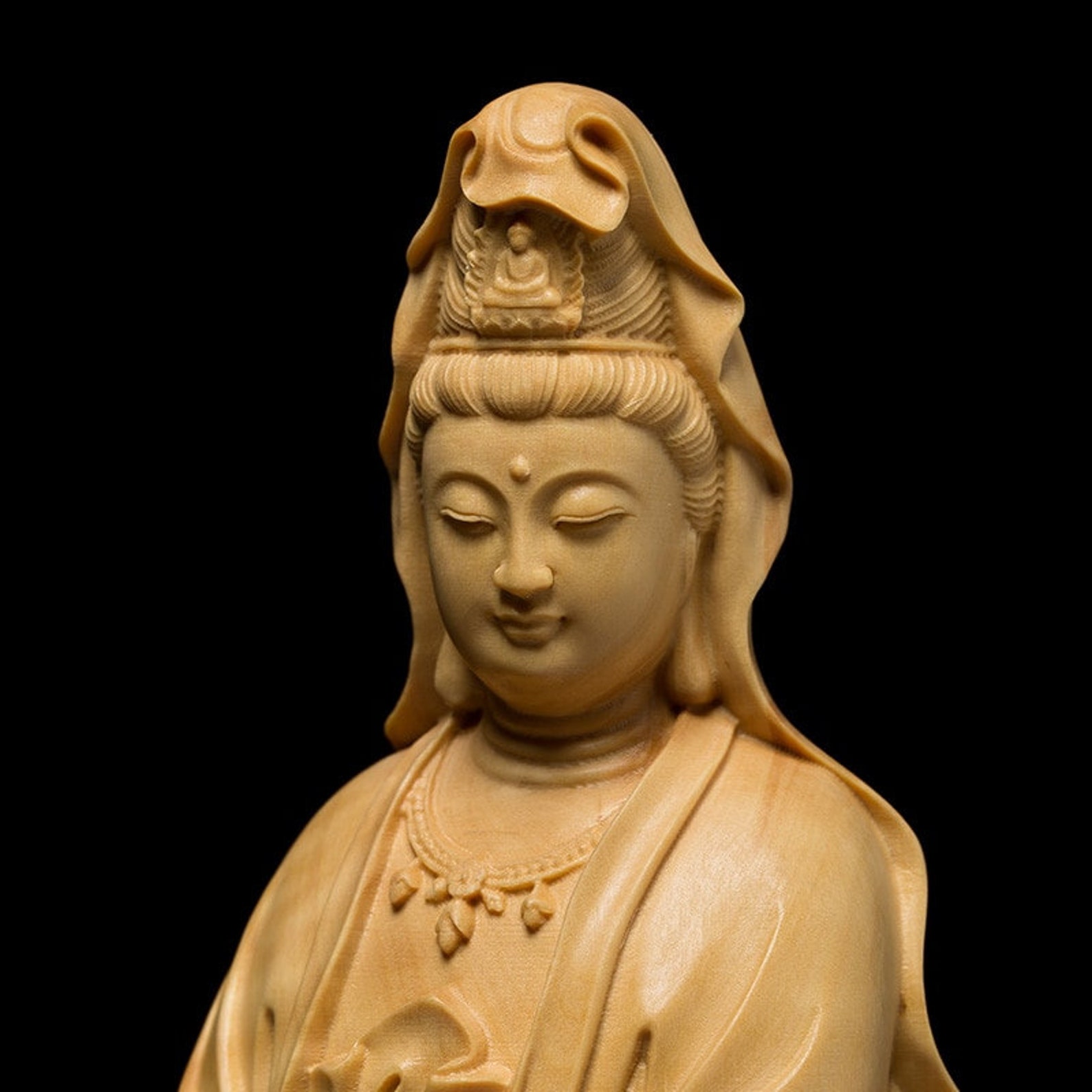 Wooden Buddha Statue Religious Statue / Guanian Bodhisathwa Etsy UK