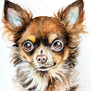 Ritratto personalizzato di un animale domestico con acquerello, arte commemorativa per cani, ritratto da foto, fan dei cani