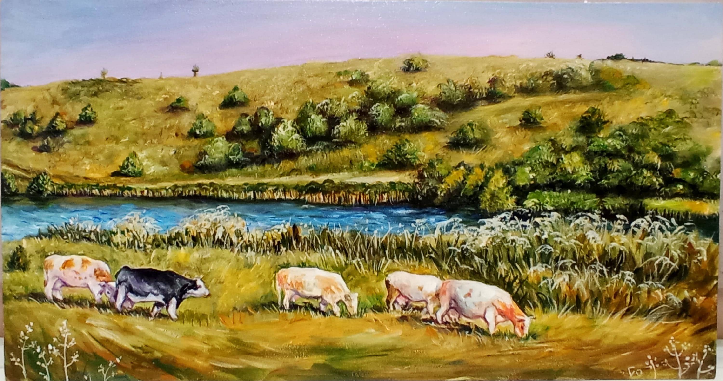 Ukrainian Countryside – Original Landscape Painting Cows