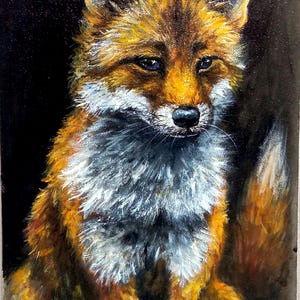 Original Acrylic Painting Fox – Animal Artwork by Ukrainian Artist Wildlife Art