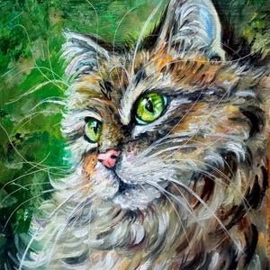Peinture à l'huile ukrainienne originale, portrait de chat, animal de compagnie d'art ukrainien