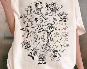 Retro Disney Pixar Toy Story PNG, Vintage Woody BuzzLightjahre Cartoon PNG, Disneyland Trip Familie Passendes Shirt Design