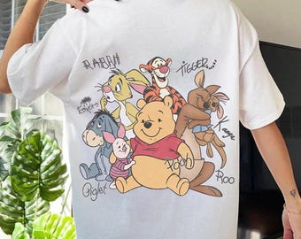 Retro Pooh and Friends Signature Shirt Design, Family Matching, Vintage Disney, Disneyland Trip Png, Disney World FamilyTrip Digital Dwnload