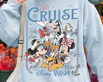 Disney Mickey and Friends Let's Cruise Line PNG, Family Cruise Vacation 2026 Matching Tees Design Digital Download