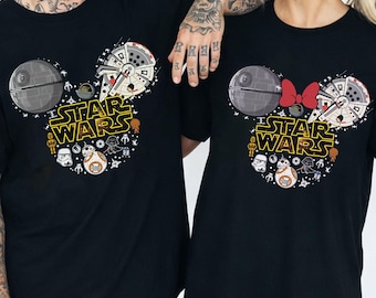 Disney Star Wars PNG, Mickey and Minnie PNG, Star Wars Couple Shirt Design, Matching Family Vacation, Galaxy's Edge Couples Tees Design