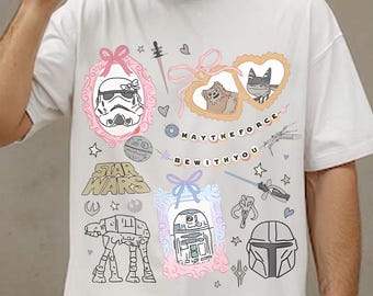 Retro Kokette Disney Star Wars Png, Schleifenästhetik R2D2 ATAT Ewok Png, Disney Trip, Disneyworld Star Wars Png, Kawaii Galaxy Tee Geschenk