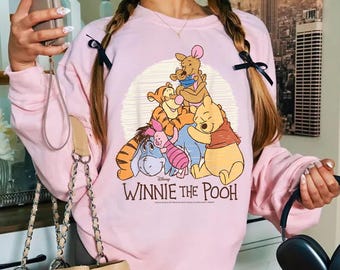 Winnie The Pooh Friends Png, Vintage Pooh And Friends Shirt Design, Piglet Tigger Eeyore PNG, Disney Style Cartoon Digital Download