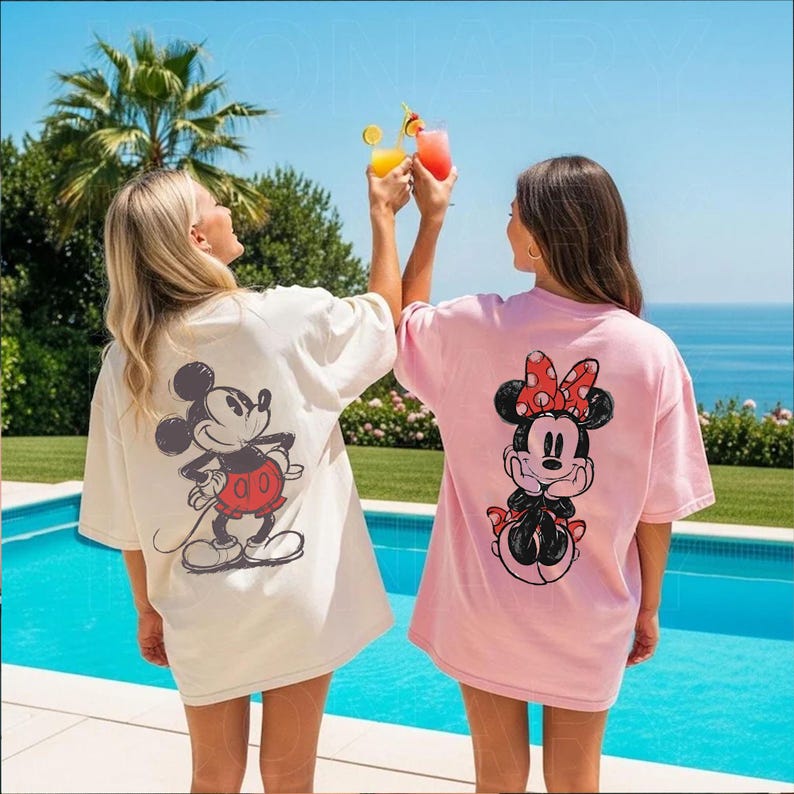 Disney Musse Pigg PNG, Minnie Pigg klassisk skiss par PNG, söt vintageporträtt T-shirtdesign, Disney familjesemester bild 2
