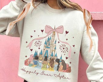 Princess Happily Ever After Png, Watercolor Princesses Png, Retro Colorful Castle Png, Mouse Ear Balloon Png, Coquette Bow Png