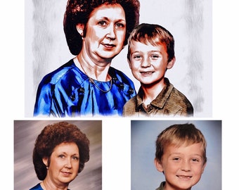 19.99 flat fee - Photo Merge - Add deceased family members into a sketch NOW includes photo enhancement