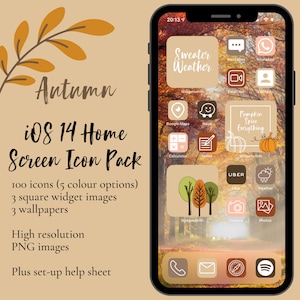 Autumn, Fall & Pumpkin Spice | iPhone iOS14 App Icon Home Screen Pack: 100 icons, Widgets and Wallpapers
