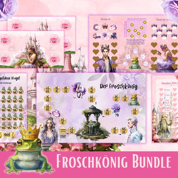 Froschkönig Bundle | Sparspiel, Klappkarte, Sparchallenge, Platzhalter