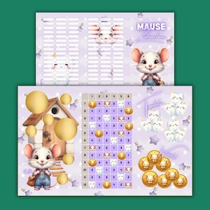 Mause Zähnchen Bingo Klappkarte für A6 Budgetbinder | Umschlagmethode