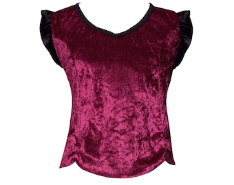 Velvet Shirt WomenVictorian Antique Vintage Style Steampunk Gothic Renaissance Women's Sleeveless Top Black Burgundy Brown Red Purple Green