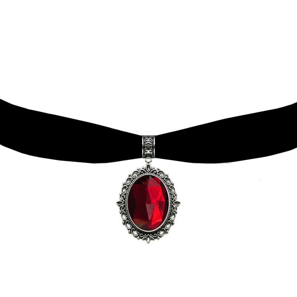 Victorian Gothic Steampunk Vintage Inspired Pendant Jewelry on Black Velvet Choker Necklace