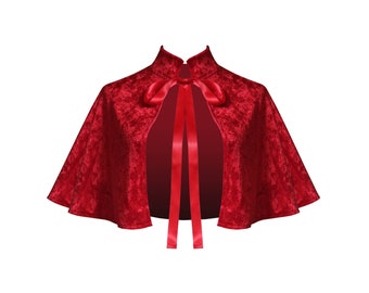 Velvet Cape Victorian Gothic Cloak Renaissance Medieval Steampunk Clothing Historical Theater Stage Civil War Cosplay Capelet Goth Shawl