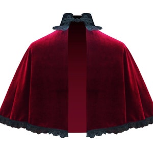 Victorian Gothic Cape Renaissance Medieval Cloak History Theater Stage Costume Civil War Cosplay Steampunk Velvet Collar Woman&#39;s Capelet