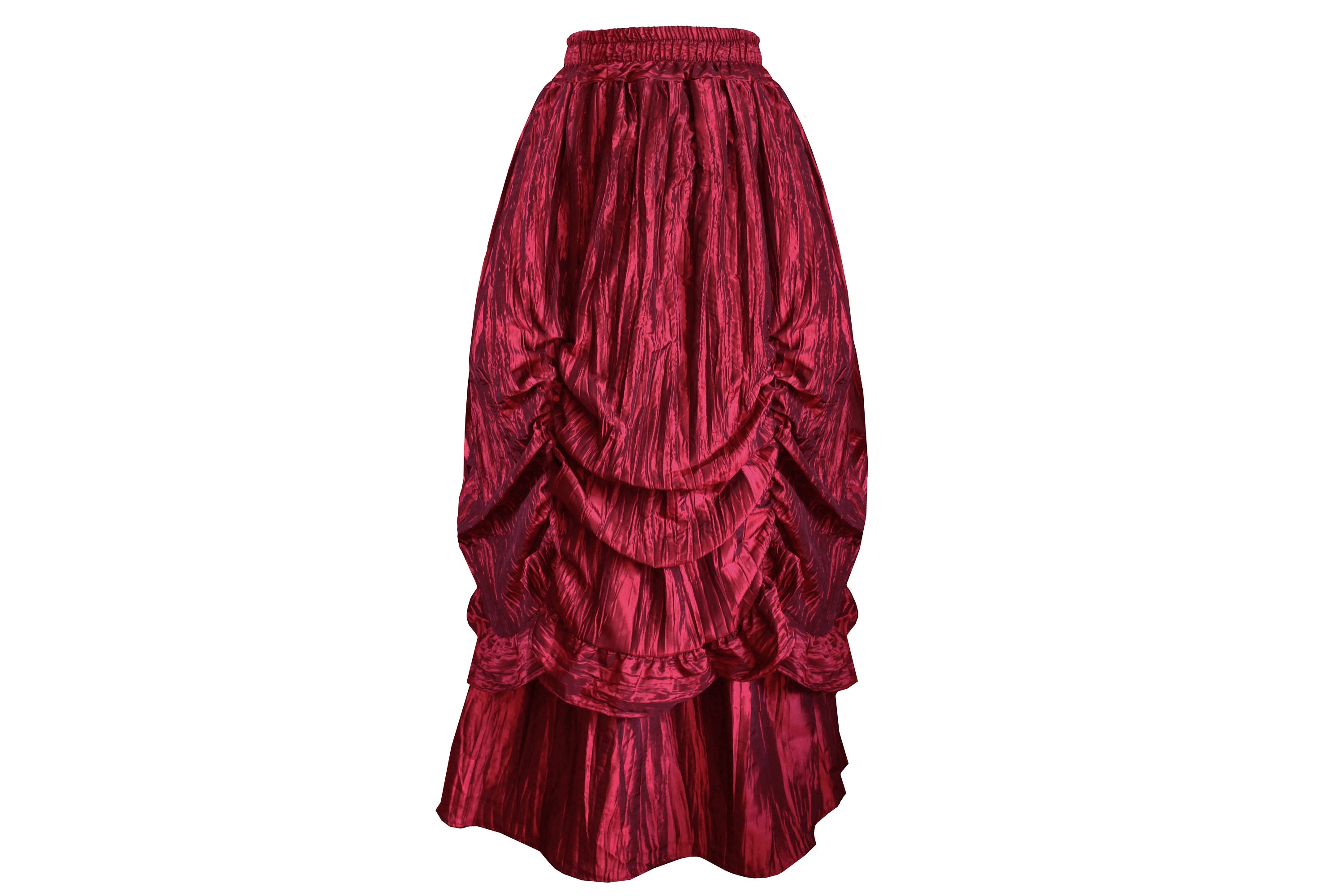 Steampunk Skirt Victorian Outfit Gothic Civil War Edwardian Stage History Theater Costume Crushed Iridescent Fabric Bustle Skirt M L XL 1X