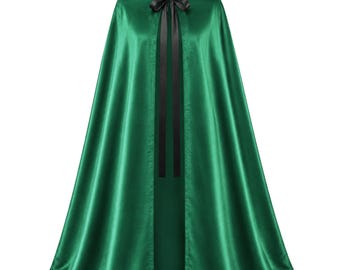 Cape Cloak Victorian Halloween Costume Steampunk Gothic Emo Renaissance Medieval Stage Theater Costume Hooded Cosplay Black Green Red Purple