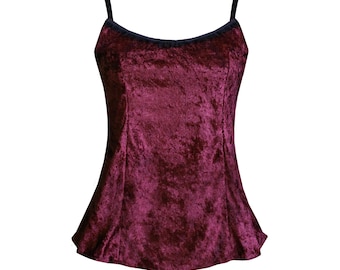 Cami Velvet Goth Victorian Gothic Tank Top Renaissance Steampunk Women's Velvet and Lace Camisole Black Purple Red Purple Green Gray