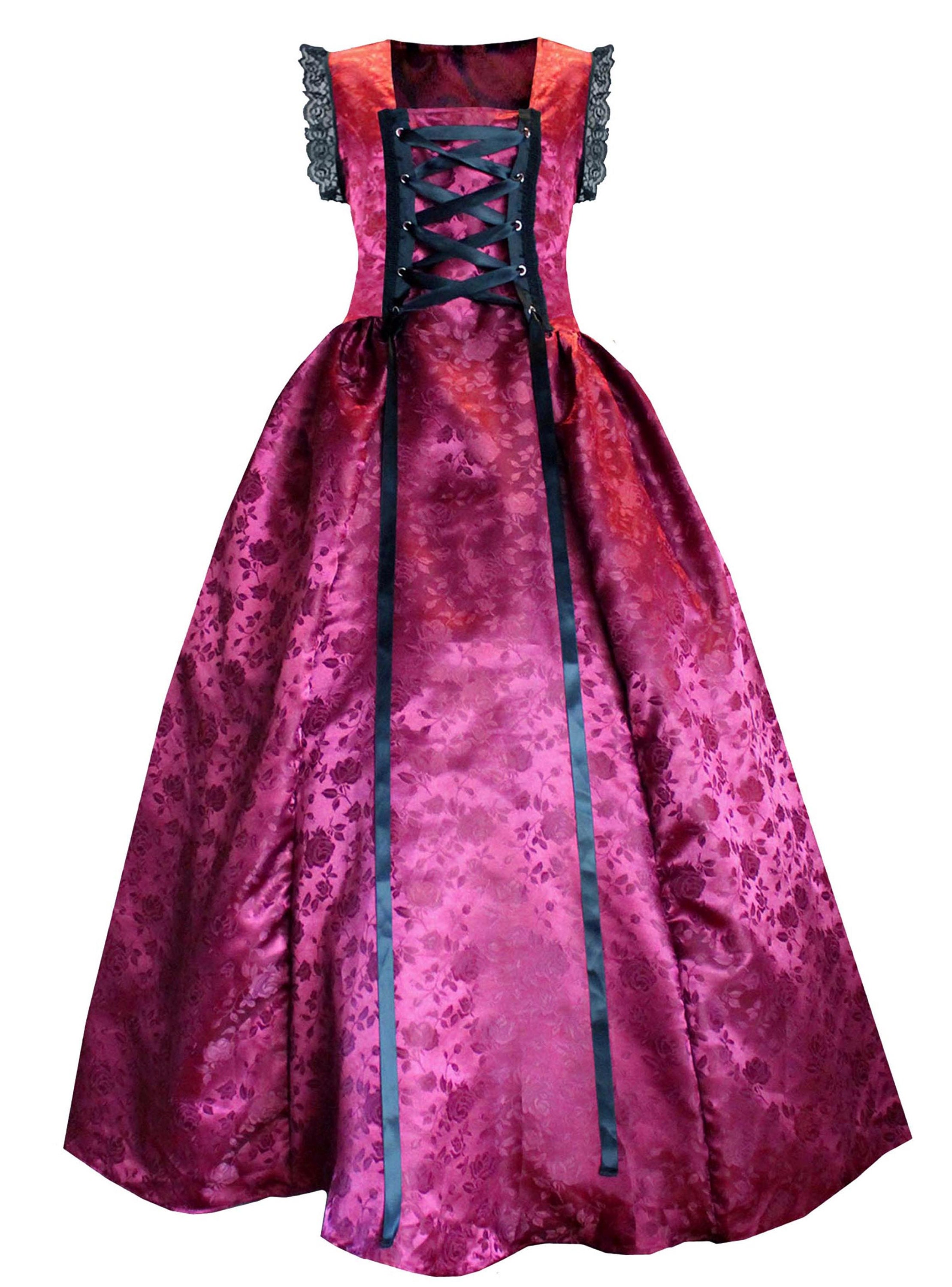 Victorian Steampunk Dress Gothic Renaissance Gown Medieval Lace-up ...
