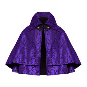 Victorian Cape Gothic Cloak Renaissance Clothing Medieval History Theater Stage Halloween Costume Antebellum Cosplay Steampunk Lace Capelet