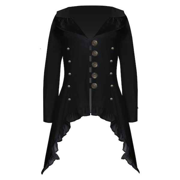 Victorian Steampunk Gothic Renaissance Fairytale Hi Low Longsleeve Shirt Jacket