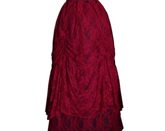Gothic Victorian Skirt Lace Womens Bustle Steampunk Stage Theater Wear Costume Medieval Renaissance Bustle Clothing Black Red Purple