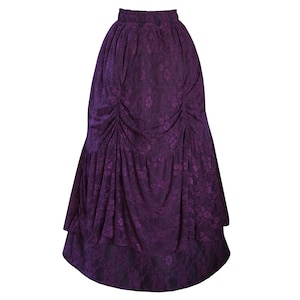 Gothic Victorian Skirt Lace Womens Bustle Steampunk Stage Theater Wear Costume Medieval Renaissance Bustle Clothing Black Red Purple