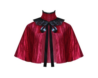 Victorian Cape Gothic Renaissance Cloak Medieval Historical Theater Stage Costume Halloween Civil War Cosplay Steampunk Capelet Goth Capelet