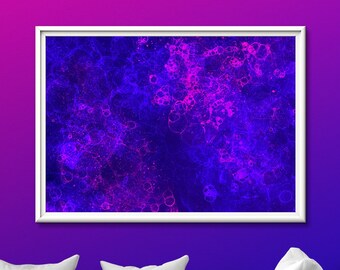 Abstract Blue Pink Bubble Neon Glow Poster | Quote Wall Art Gift Present Picture Photo Print | Black Light UV LED Strip Lights