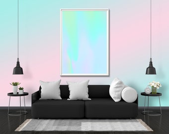 Aura Holographic Abstract Color Gradient Wall Art | 70's Retro Trendy Modern Neon Glow Poster Print Gift Present | UV LED Black Light