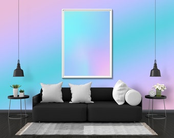 Aura Holographic Abstract Color Gradient Wall Art | 70's Retro Trendy Modern Neon Glow Poster Print Gift Present | UV LED Black Light