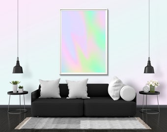 Aura Holographic Abstract Color Gradient Wall Art | 70's Retro Trendy Modern Neon Glow Poster Print Gift Present | UV LED Black Light