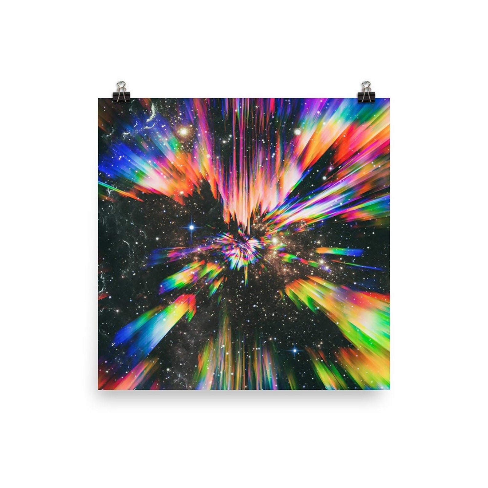 Rainbow Shooting Prism Photo Print Glow Neon Poster | Colorful Crystal ...
