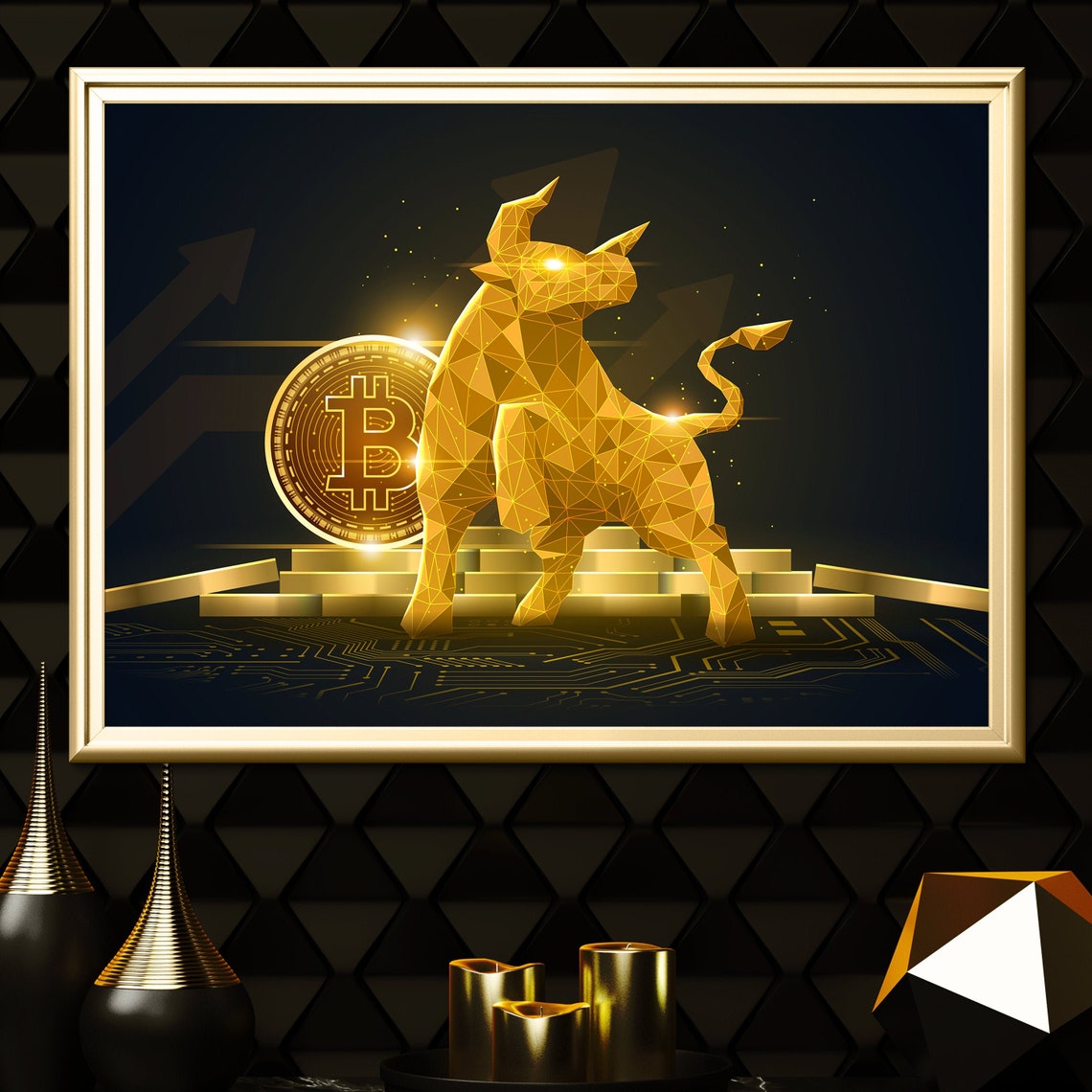 Bullish on Bitcoin Printed Glow Poster Bitcoin Bull Crypto ...