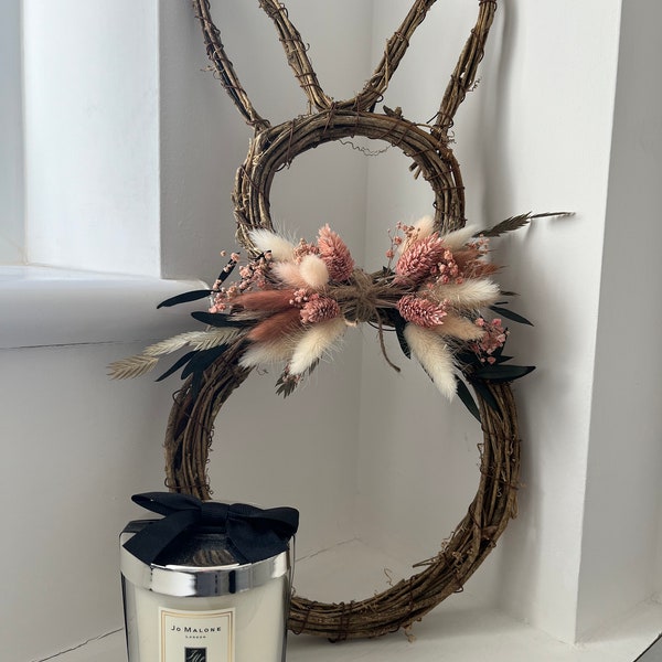 Easter wreath, Easter bunny wreath. Dried flower wreath, Easter decoration.