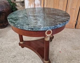 Antique French Table Empire Gueridon with Bronze Details