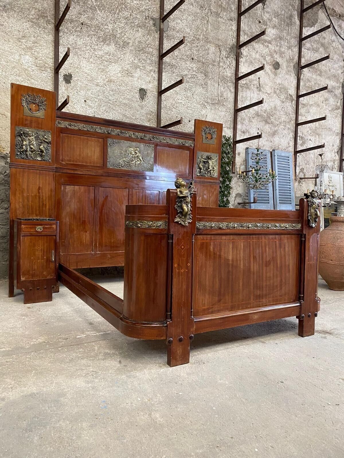 Art Deco Italian Bed Bronze Walnut King Size Bed Frame Etsy Australia