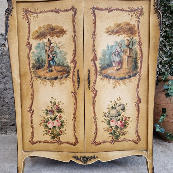 Antique French Wardrobe Louis XV Style Hand Painted Armoire