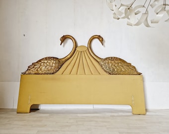 Art Deco Bed Headboard 2 Vintage Swans