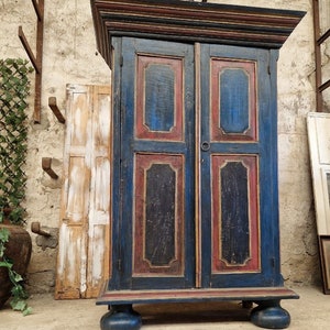 Antique Hand Painted German Wardrobe Schrank