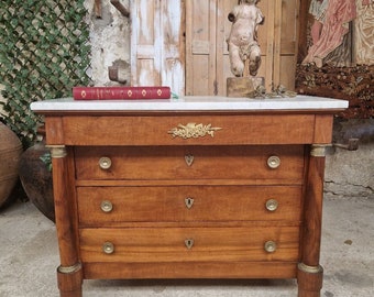 Antique French Chest of Drawers Empire Commode 19th Century