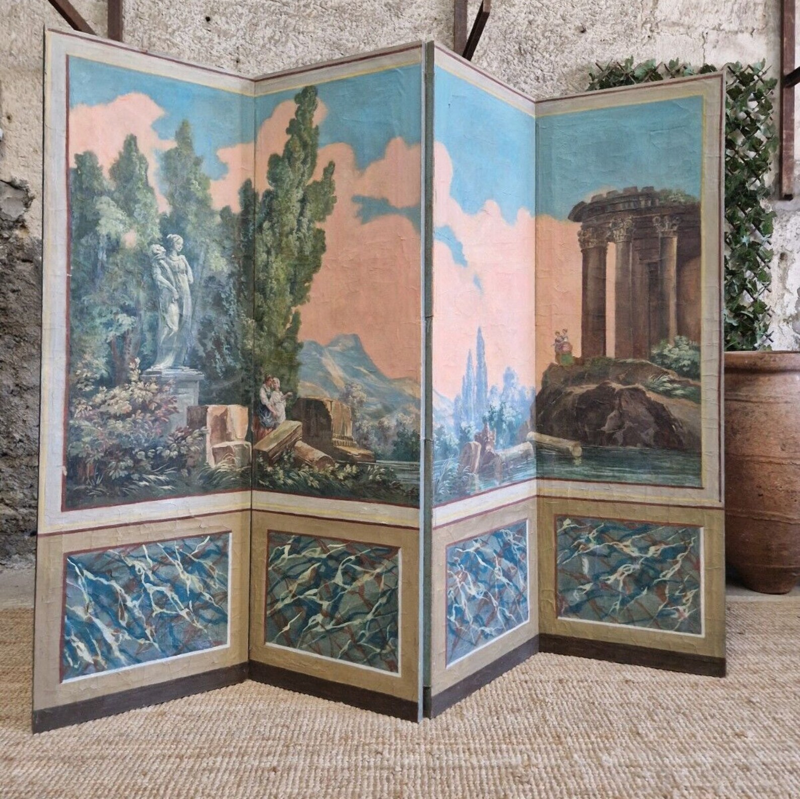 Antique Room Divider Screen Neo Classical Paravent Etsy