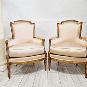 Antique Pair of Louis XVI 18th Century Bergere Armchairs